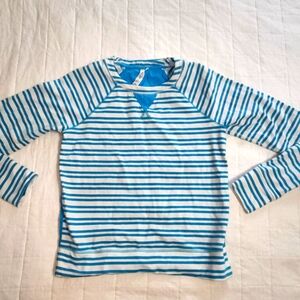 LuluLemon Voyage Blue White Stripe Terry Crew Pullover Sweatshirt Womens Size 4